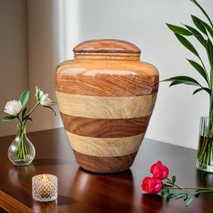 กล่องเก็บโกศไม้กลมของชำร่วยของที่ระลึกโกศใส่ศพทำด้วยมือจากเวียดนาม - Product Image 2