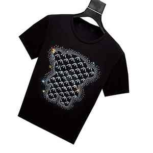 Mode strass T-Shirts personnalisé femmes Fitness mode coton Street Wear en couleur unie respirant femmes strass T-Shirt - Product Image 4