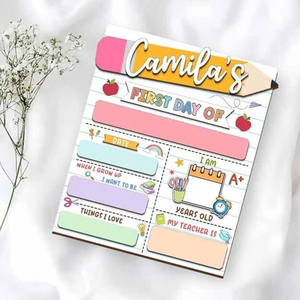 Cadre de premier jour d'école en bois personnalisé nom âge rêve mignon Photo accessoire souvenir mémorable - Product Image 4