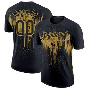 Venta al por mayor Direct camisas Engro ropa deportiva industria personalizada negro viejo oro 3D patrón diseño goteo salpicaduras arte camiseta - Product Image 1