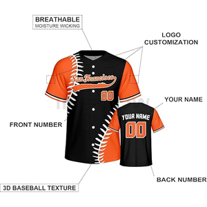 Camiseta de béisbol de alta calidad personalizada, uniforme de sublimación de botón completo para hombres, mujeres, jóvenes, uso de softbol, patrón en blanco - Product Image 2