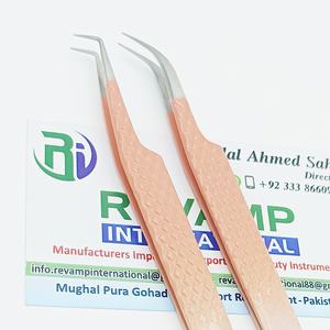 Gran oferta, pinzas de aislamiento de Punta curva de Color degradado blanco y marrón, pinzas de pestañas delgadas de 90 grados con estampado de agarre de diamante para pestañas - Product Image 2