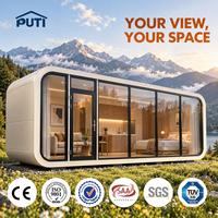 Capsule spatiale modulaire Apple Cabin de 40 pieds avec mur panoramique en verre, grande surface, pour hébergement touristique et glamping