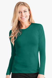 T-shirt en coton à manches longues et col rond pour femmes, décontracté, doux et basique - Product Image 2