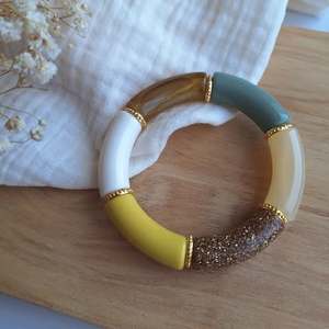 Nuevo Brazalete de Tubo Curvo Pulido de Alta Calidad, Brazalete Elástico de Resina Acrílica Colorida de Moda, Hecho a Mano y Personalizable - Product Image 6