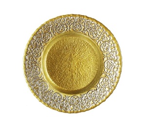 จานรองอาหารเคลือบลายใบไม้สีทองขอบทองโบราณ ผลิตด้วยมือ เป็นมิตรกับสิ่งแวดล้อม หรูหรา ใช้แล้วทิ้ง สำหรับครัว - Product Image 2