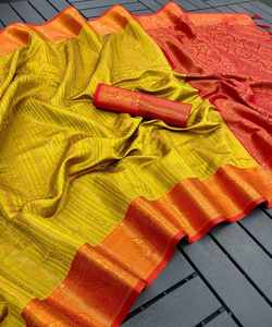 Saree en soie Banarasi élégant pour femmes avec broderie lourde et chemisier élégant prêt à l'emploi pour la fête de mariage kurti - Product Image 4