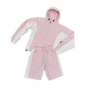 Conjunto personalizado de nailon, poliéster, bloque de color, chaqueta de dos piezas y traje para correr, chándal, cortavientos, pantalones cortos deportivos, conjuntos para hombres - Product Image 4