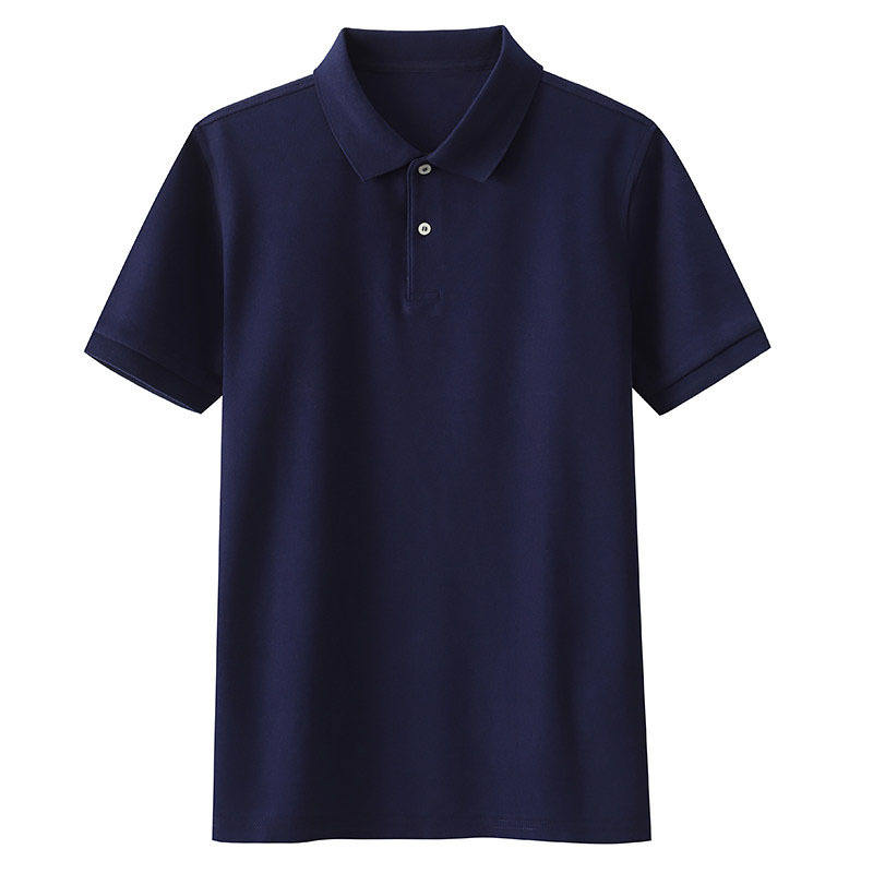 Solid color short-sleeved polo shirt - navy blue