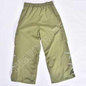 Pantalon de ski imperméable élégant vert olive avec doublure chaude en polaire et poches cargo multiples - Product Image 2