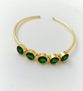 กำไลข้อมือทองอัญมณีมรกต5ชิ้นเครื่องประดับแฟชั่นหรูหราสำหรับผู้หญิง - Product Image 4