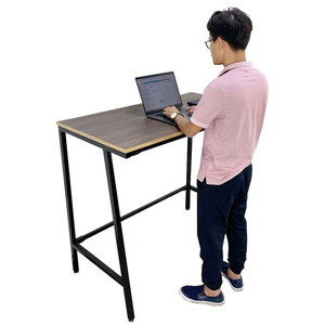 Table sur pieds en contreplaqué minimaliste 120x60x105cm Trapeze 2 pieds en fer, assemblage requis STD68032 - Product Image 1