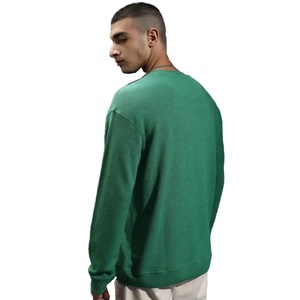 Pull-over tricoté 100% coton à la mode pour hommes Design simple Confortable et surdimensionné pour toutes les saisons Logo avant - Product Image 4