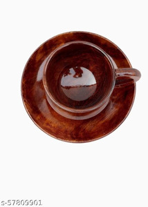 Handmade Creative Wooden Mug & <b>Saucer</b> <b>Set</b> for Retro Coffee & Oatmeal Hand-Brewed Breakfast <b>Cup</b> for Table Decor - Product Image 3