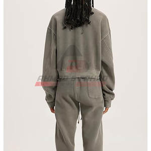 เสื้อสเวตเตอร์เอวลอยสำหรับผู้หญิง, เสื้อครอปโอเวอร์ไซส์ผ้าฝ้าย100% - Product Image 4