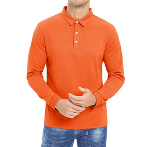 Camisetas de Manga Larga de Algodón Transpirable para Hombre, Estilo Casual con Botones, Color Naranja, con Bolsillo, Venta al por Mayor, Personalizadas - Product Image 2