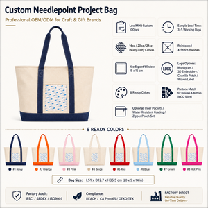 Tas Tote NDLPT DIY dengan Kantong Dalam, Tas Kanvas untuk Penjahit, Organisasi Perjalanan Sehari-hari, Tas Needlepoint Personal - Product Image 3
