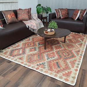 Alfombra Oushak azul marino 9x12 Alfombra grande otomana turca con patrón abstracto Alfombra turca de gran tamaño estampada en beige - Product Image 5