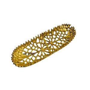 Fait de métal aluminium grande taille bols de service de fruits décoratifs concepteur antique plaqué or fruits bol de service utilisation de la cuisine - Product Image 1