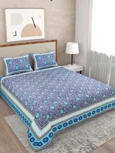 Pure Cotton Super <b>King</b> <b>Size</b> Bedsheets 100% Handmade 100% Cotton Double Bedsheet with 2 Zipper Pillow Set - Product Image 4