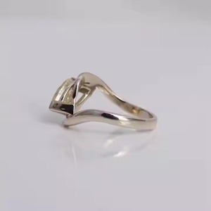 Elegante anillo de bodas de oro sólido de 14 quilates, corte Marquesa amarillo, Diamante cultivado en laboratorio, diseño de moda con estilo clásico - Product Image 5