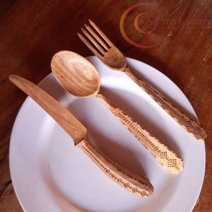 Juego de Cubiertos Desechables de Madera Natural, Reutilizables, Aptos para Lavavajillas, Estilo Tradicional, para un Estilo de Vida Saludable - Product Image 3