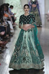 LATEST---DESIGNER of INDIAN/PAKISTANI <b>TOP</b> WITH LEHENGA BRIDAL DRESS Embellished DABKA,STONE GLASS BEADS Work for Wedding @ 2022 - Product Image 2