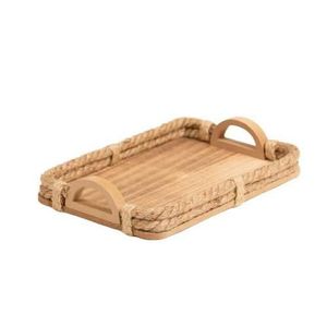 Bandeja de madera tallada a mano rústica para té, café y aperitivos con diseño floral, bandeja de servicio elegante para cocina y comedor - Product Image 3