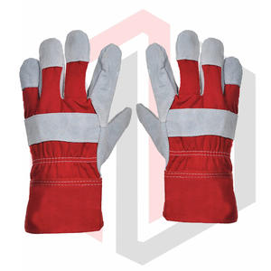 Guantes de Seguridad de Trabajo de Cuero Rojo y Blanco, Duraderos, de Piel de Vacuno Dividida, Puño Recto, Resistentes a Desgarros, Transpirables, Personalizables, Industriales - Product Image 1
