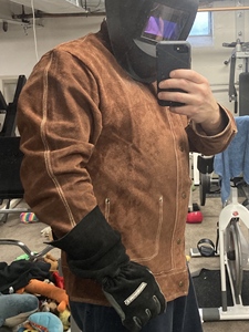 Chaqueta de soldadura de cuero hecha a medida/Chaqueta resistente al fuego/ropa de soldador de cuero de vaca ropa de trabajo de seguridad para soldadura industrial - Product Image 5