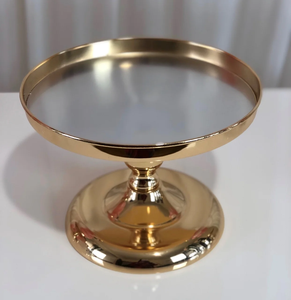 แท่นวางเค้กทองเหลือง2ชิ้นขนาดแตกต่างกันจานเสิร์ฟเค้กช็อคโกแลตแบบรอยัลขัดเงาทรงกลมเรียบง่าย - Product Image 6