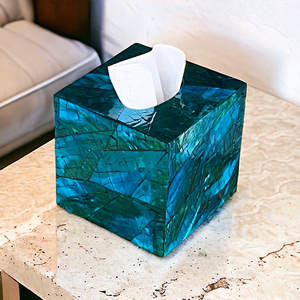 Boîte à mouchoirs classique en os incrusté de nacre, accessoires de décoration de table en nacre pour la maison et l'hôtel, créations antiques polyvalentes - Product Image 4