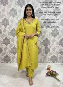 Ethnic Viscose Organza Heavy Work Indian Style <b>Women</b> <b>Suit</b> Embroidery <b>Wedding</b> Festive Party Kurti Pant Set In-Stock Wholesale - Product Image 5