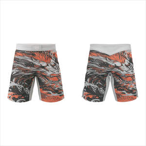 MMA Training <b>Shorts</b> for <b>Men</b> Embroidered Floral Sublimated Custom Grappling Kickboxing <b>Compression</b> Fit High Waist Drawstring - Product Image 3