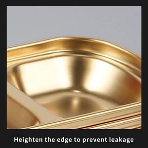 Service de vaisselle élégant en acier inoxydable doré, bols à tremper à 4 compartiments avec tasses à sauce divisées, plateau à tremper en or - Product Image 6