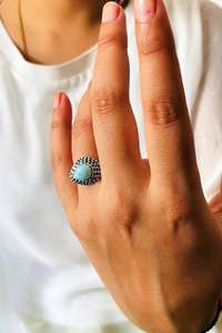 แหวนเงินสเตอร์ลิง925ลาริมาร์สุดหรูสำหรับผู้หญิงเครื่องประดับอัญมณีรักษาอย่างสง่างามแหวนสไตล์โบฮีเมียนไม่เหมือนใคร - Product Image 3