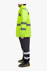 High Visibility ANSI Class 1 Customizable Safety <b>Jacket</b> LED Flash <b>Waterproof</b> Polyester Breathable Fabric Reflective Strips Logo - Product Image 3