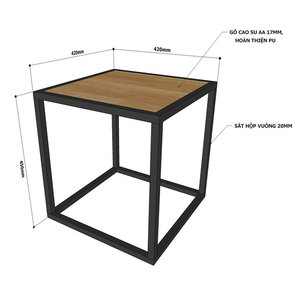 Minimalist Square <b>Bedside</b> <b>Table</b> TDG68027 Rubber Wood with Iron Frame ACacia for Home Bedroom Furniture for Apartment Use - Product Image 3