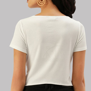 เสื้อครอปสำหรับผู้หญิงสีพื้นเสื้อครอปท็อปสำหรับผู้หญิง - Product Image 3