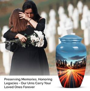 Dusk to Dawn City Lights in Motion Modern <b>Urn</b> <b>for</b> <b>Human</b> <b>Ashes</b> Decorative <b>for</b> Available in Large 10 Inch & <b>Small</b> 3 Inch Sizes - Product Image 5