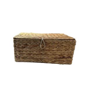 Wholesale Sustainable Vintage Rectangle Water Hyacinth <b>Storage</b> Basket Multifunctional Flexible for Household Use Natural Style - Product Image 4