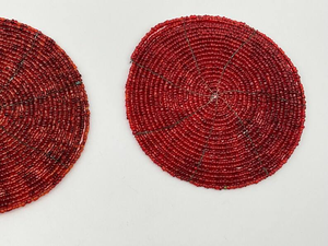 Magnifique ensemble de sous-verres en perles de verre magenta faits à la main. Ceux-ci sont en bon état d'usage comme le montrent les photos et viennent - Product Image 2