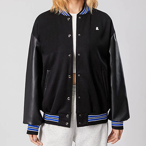 Chaqueta Universitaria de Manga Larga para Mujer con Logotipo Personalizado, Servicio OEM ODM, Chaqueta Universitaria Corta de Béisbol para Mujer, Uniformes Universitarios para Invierno - Product Image 5