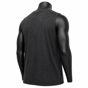 Camiseta sin Mangas Negra Lavada Personalizada para Hombre, Camiseta Deportiva de Algodón, Marca Privada, Proveedor Mayorista OEM - Product Image 6