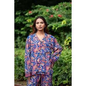 <b>Silk</b> Blend Women's Pyjama Set Silky Soft Cozy Breathable Nightwear Unique Paisley Pattern Pockets ODM Woven for Bridesmaids - Product Image 4