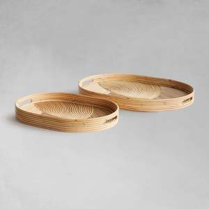 Plateau de service en rotin en osier de bambou naturel de haute qualité pour ustensiles de cuisine accessoires pour la maison et artisanat de décoration - Product Image 1
