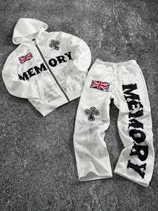 Manfinity เสื้อสเวตเตอร์มีฮู้ดสำหรับทั้งชายและหญิง, กางเกงแนวสตรีท Y2K ธงอังกฤษแบบลำลอง - Product Image 6