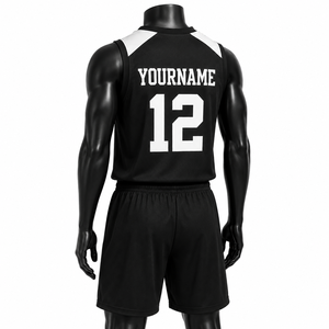 Conjunto de Uniforme de Baloncesto Negro Personalizado, Camiseta y Pantalones Cortos de Baloncesto Transpirables Sublimados para Hombre, Ropa de Equipo - Product Image 6