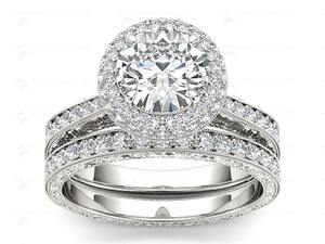 Bague de fiançailles en or blanc massif 14 carats sur mesure, 2 carats, taille brillant radiant, pour mariages et fêtes - Product Image 4