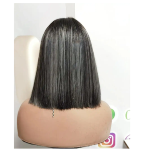Dentelle française transparente personnalisée cheveux vierges chinois naturels purs perruques droites 250% densité 10-14 pouces perruques Bob chères - Product Image 6